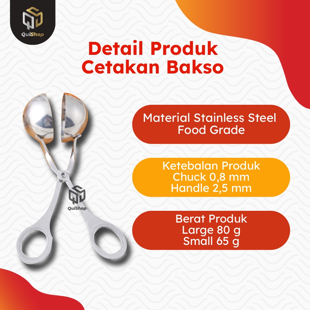 Cetakan Baso Alat Pembuat Bakso Stainless Steel Meatball Maker Scoop Peralatan Dapur Termurah Berkualitas