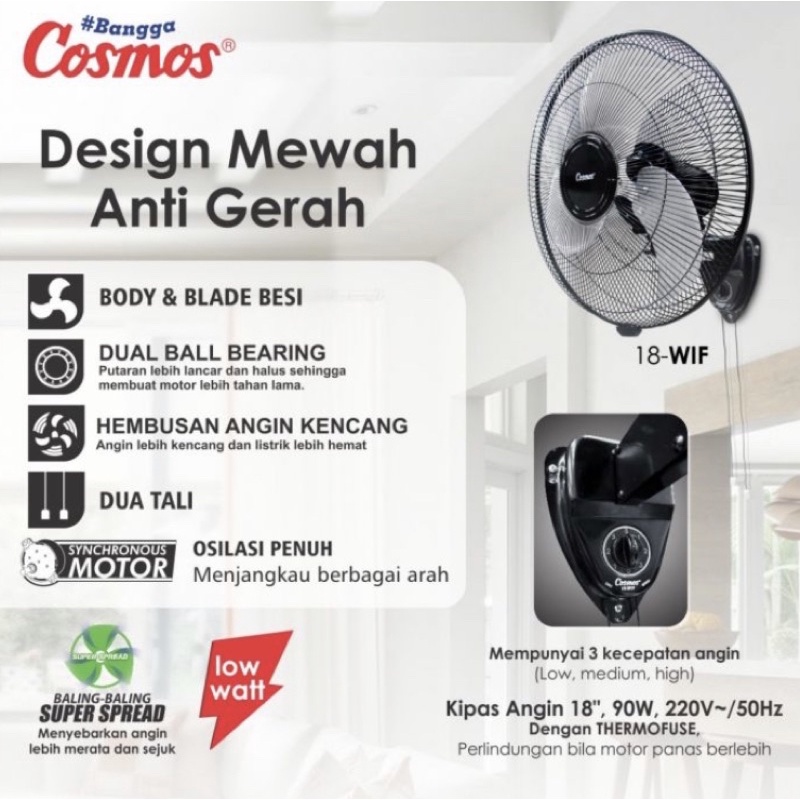 [ Cosmos ] Kipas Angin Dinding Besi / Wall Fan Cosmos 18 WIF - 18&quot;