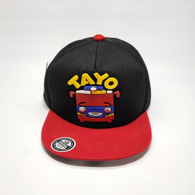 Topi Anak Snapback anak/Topi ploking anak/topi anak karakter-Hitam Tayo