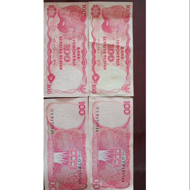 Uang antik kertas lama 100 rupiah tahun 1984