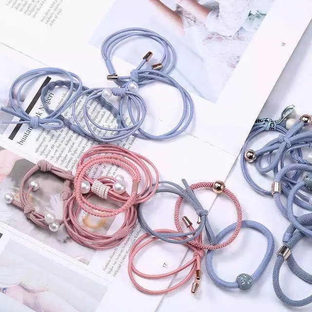 12pcs/set Ikat Rambut MF45 Simple Bahan Karet Untuk Wanita NO BOX