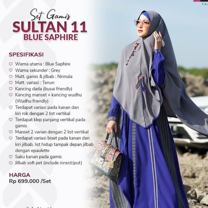 New- Set Gamis Aulia Fashion Sultan 11 Blue Saphire