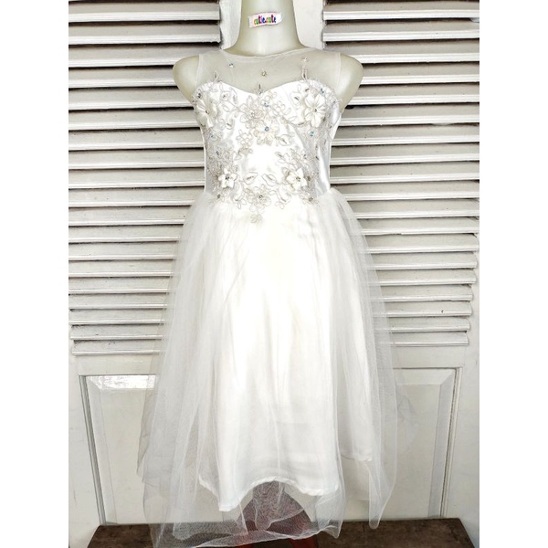 Dress Anak / Baju Anak / Gaun Pesta Anak / Pakaian Anak Perempuan Putih Lengan Pendek / Tanpa Lengan
