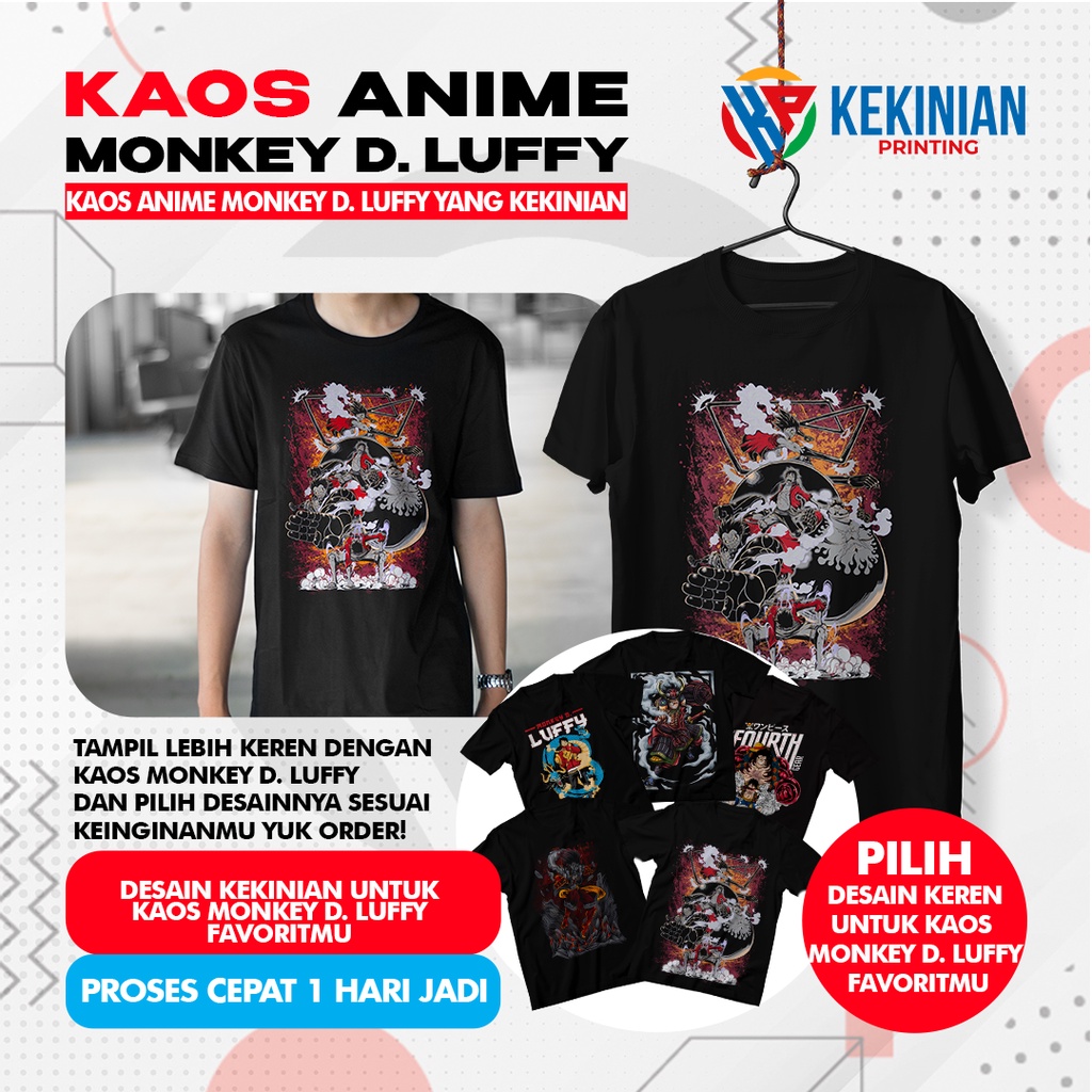 Jual Kaos Anime Monkey D Luffy Kaos Monkey D Luffy Kaos Luffy Gear Four