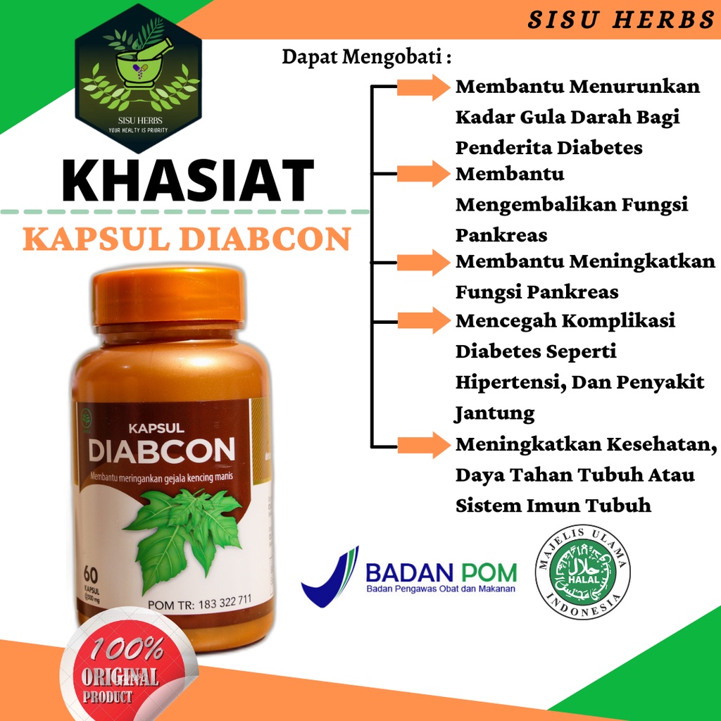 Kapsul Diabcon Obat Herbal Diabetes Menurunkan Gula Darah Tinggi Kencing Manis Mengembalikan Fungsi Pankreas Dan Meningkatkan Fungsi Pankreas Mencegah Komplikasi Diabetes Seperti Hipertensi Penyakit Jantung Meningkatkan Daya Tahan Tubuh Sistem Imun