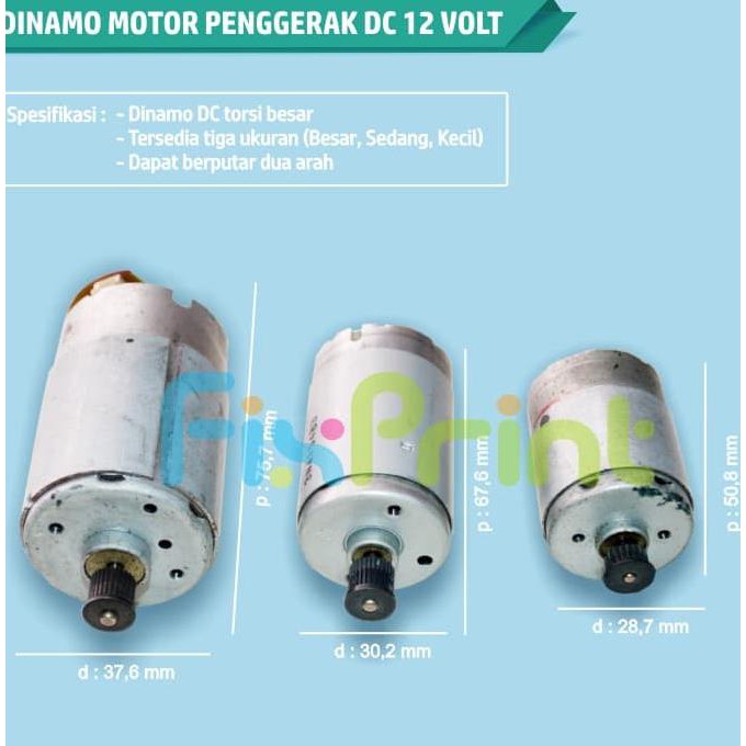 DINAMO MOTOR DC 12 - 24 VOLT 12V TORSI BESAR GENERATOR MINI DRILL BOR - ORIGINAL