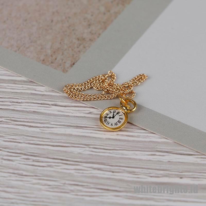 (white3) 1pc Jam Saku / Kalung Mini Skala 1: 6 Untuk Boneka Militer