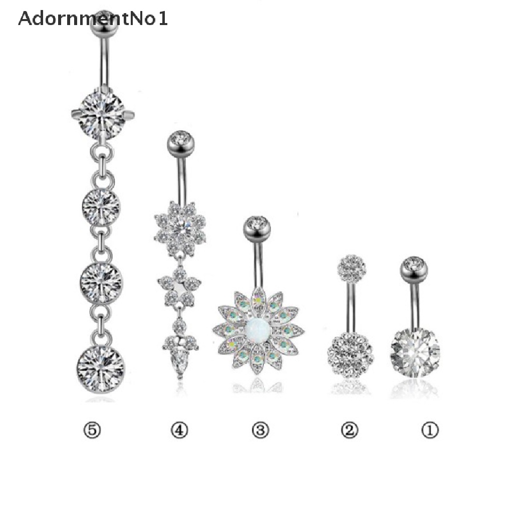 (AdornmentNo1) 5pcs / Set Anting Tindik Pusar Bahan Surgical Steel Untuk Wanita