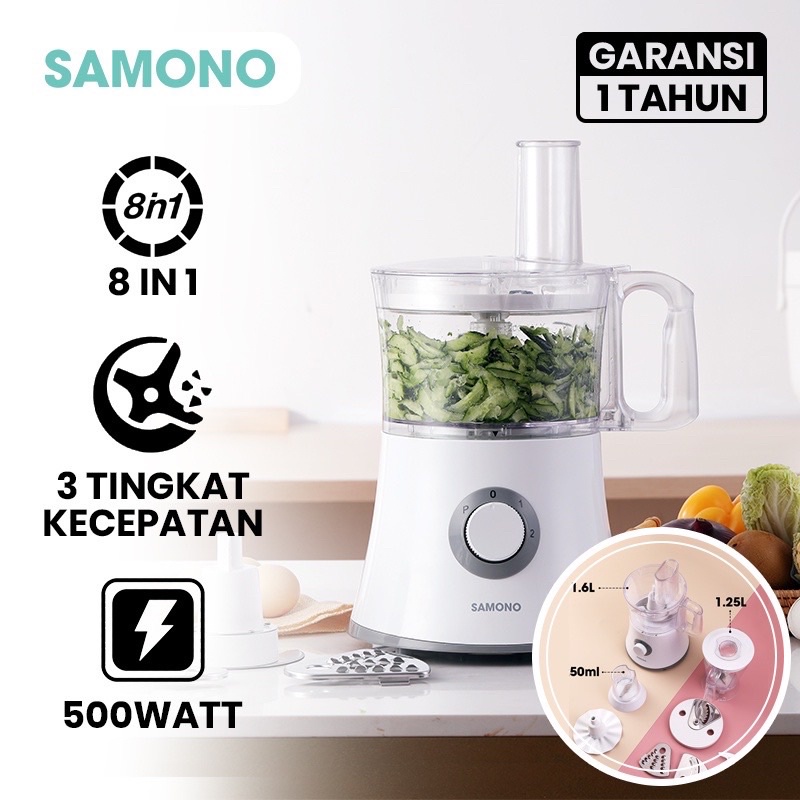 SAMONO FOOD PROCESSOR BLENDER 8 IN 1 MULTIFUNGSI BPA FREE SW-FPW500