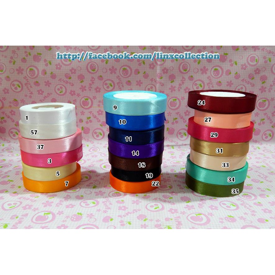 

Pita Satin Polos Lebar 2 cm (3/4") Per Roll ±18m