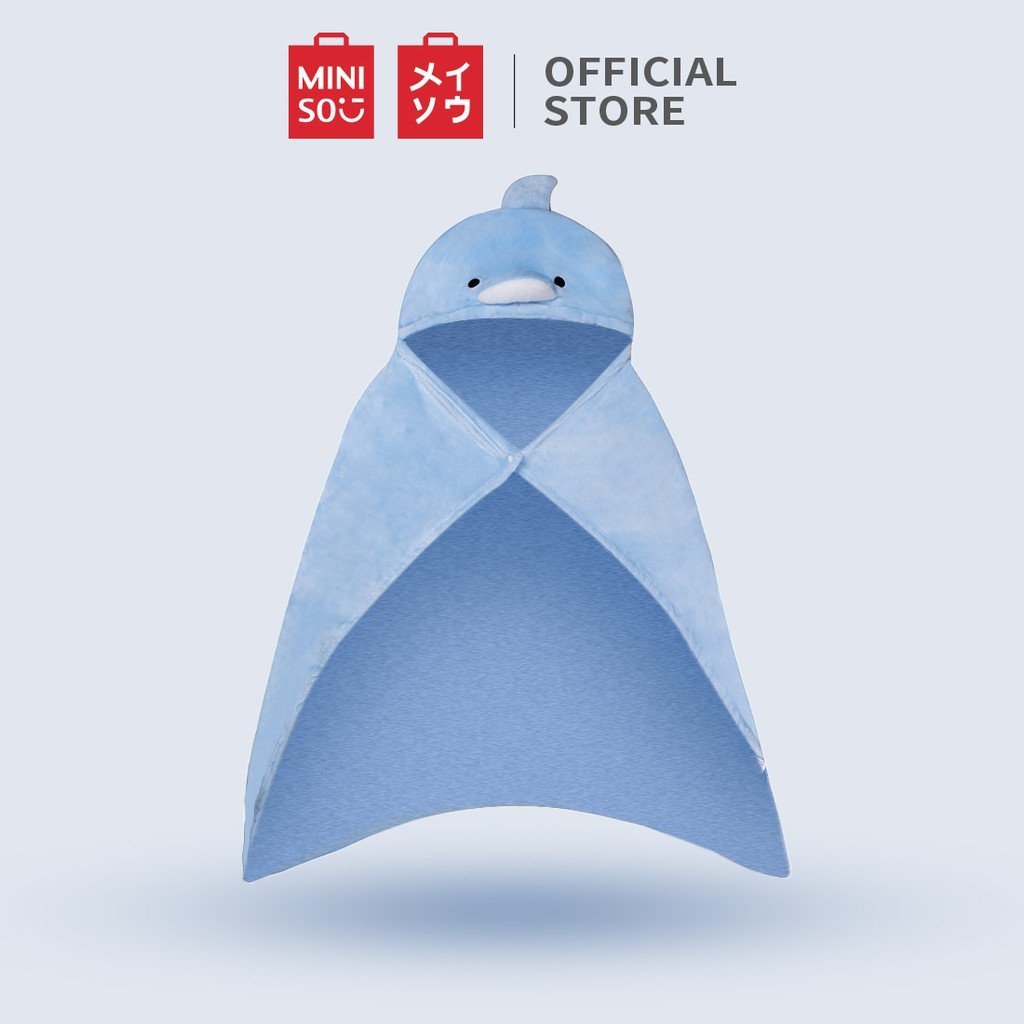 Miniso Selimut Lucu dengan Hoodie Selimut rekreasi kantor Tetap hangat Tidur sebentar selendang-Dolphin