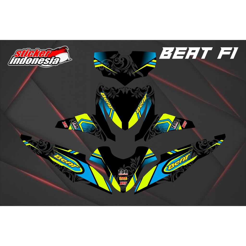 Sticker Striping DECAL BEAT FI 2013 2014 2015 Lama Variasi Lis Kuning Hitam Biru
