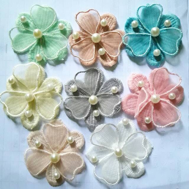 Bunga Mutiara Aplikasi Kebaya Jilbab Headpiece
