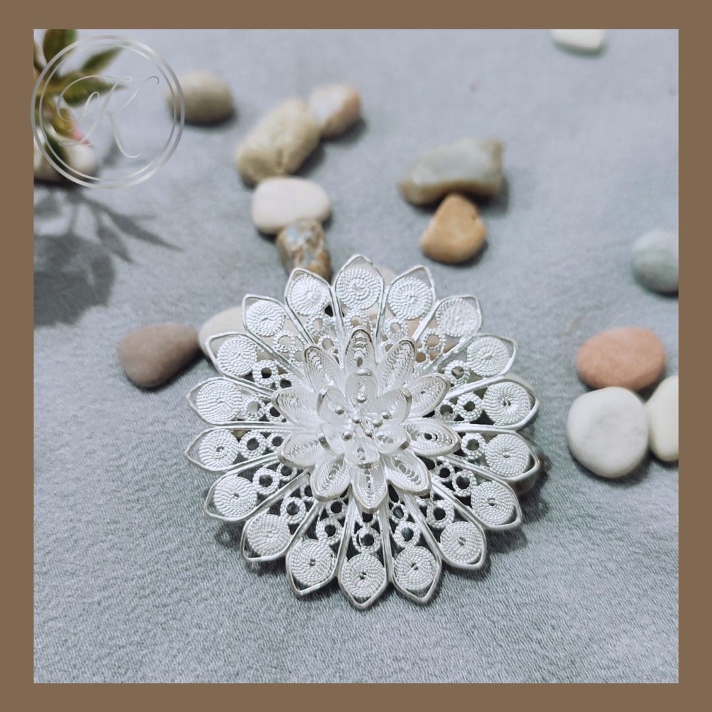 Bros Jilbab Baju Premium  Perak AsliI 925 Bunga Calendula