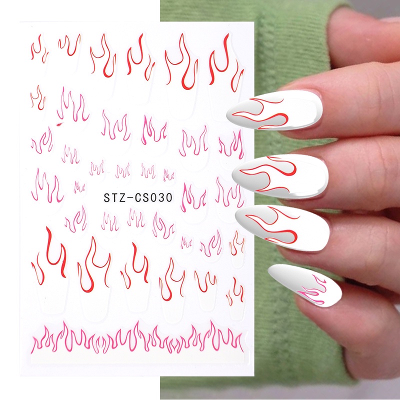 1 Lembar / Pak Stiker Kuku Foil Transfer Air Motif Geometri / Api / Bintang Untuk Nail Art / Manicure Diy
