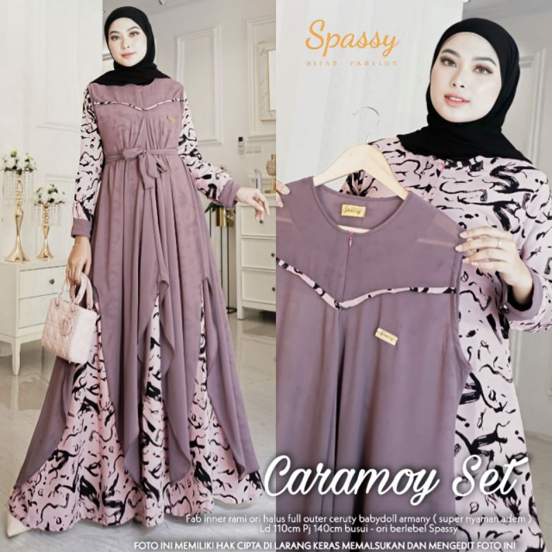 Gamis Terbaru Kekinian, Long Dress Wanita Muslimah Terbaru 2021 CARAMOY by SPASSY Original