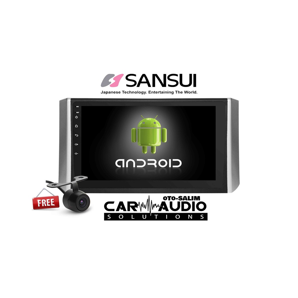 Sansui Android 9 inch Wi-Fi Bluetooth OEM Xpander Livina plus Kamera Mundur Nightvision Set