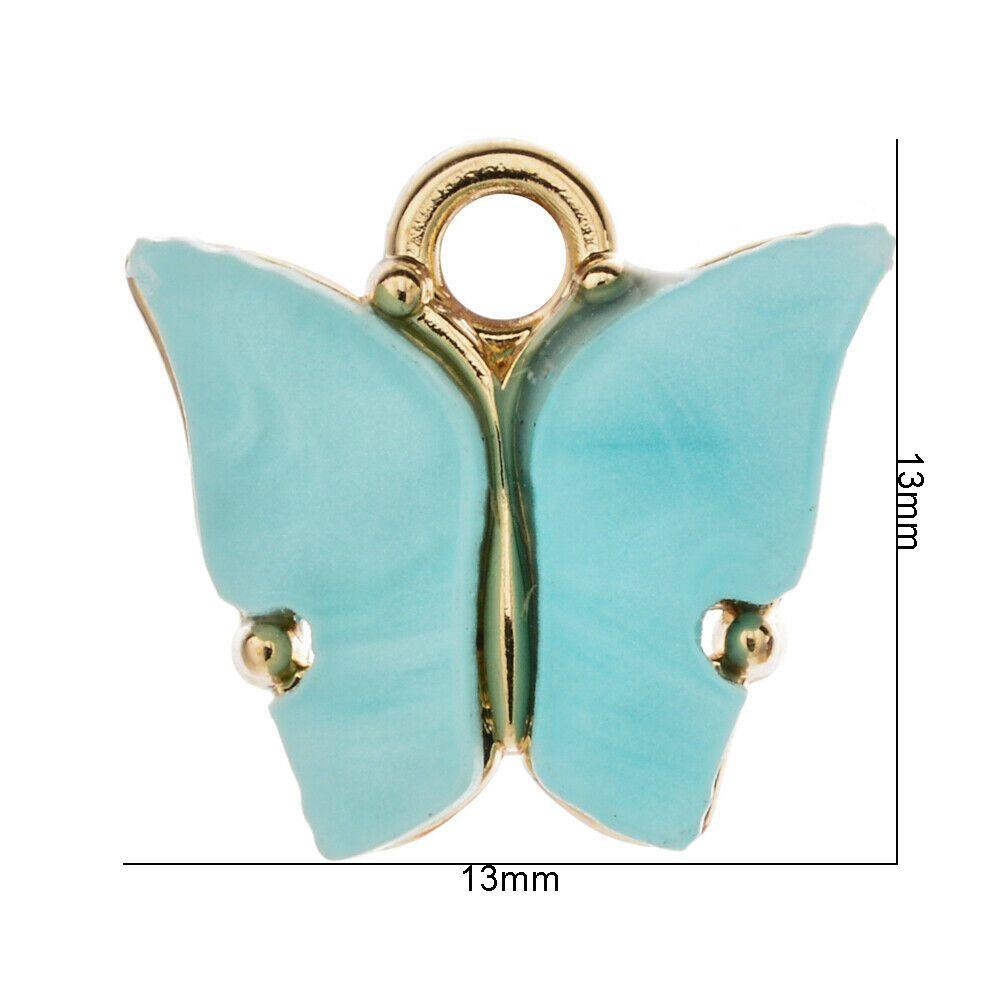 R-flower 10PCS Butterfly Pendant Alloy Akrilik Handmade Charms Lucu Membuat Perhiasan Hewan