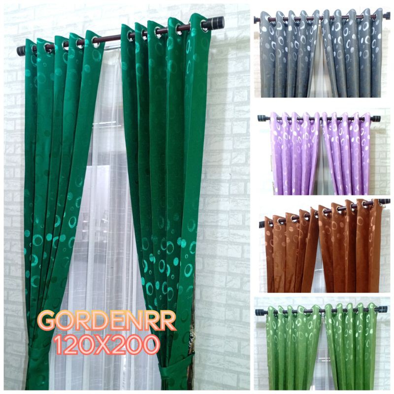 Korden Polos Tirai Jendela Kamar Gorden Pintu Smokring 10 lubang lebar 120 Tinggi 200