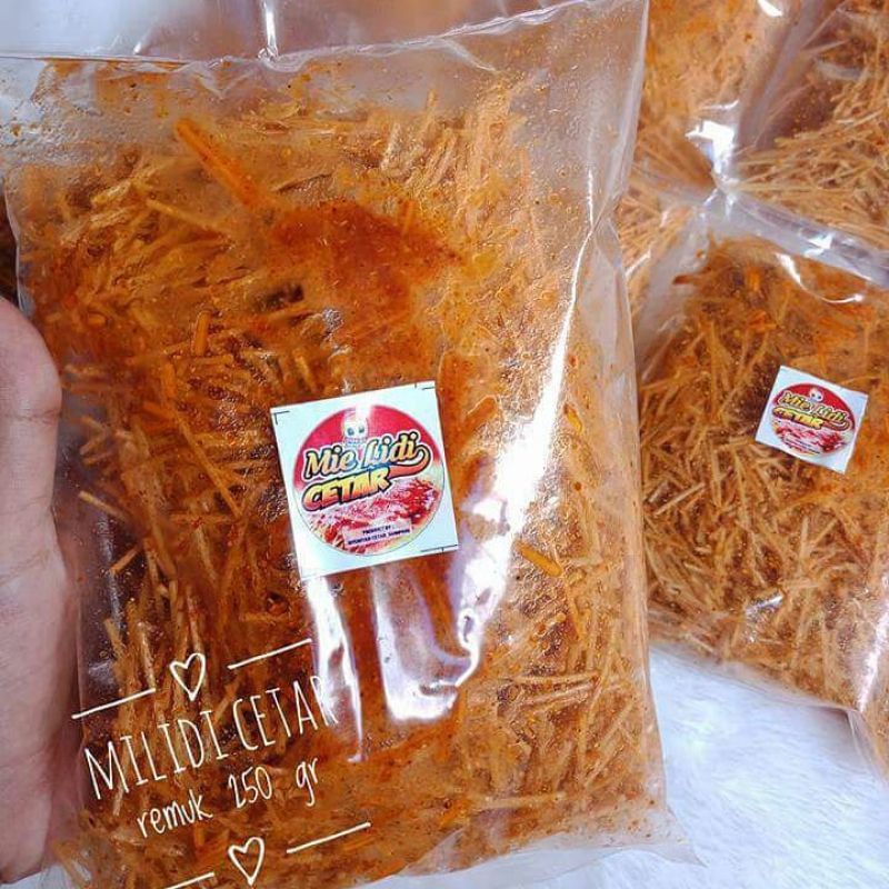 

REMUKAN Milidi cetar 250gr/Milidi cetar/Milidi jadul/Mie lidi viral/Mie lidi enak/mie lidi murah/Milidi/Milidi cetar sumpiuh/mie lidi/Milidi pedas/Milidi remuk/Jajanan jadul
