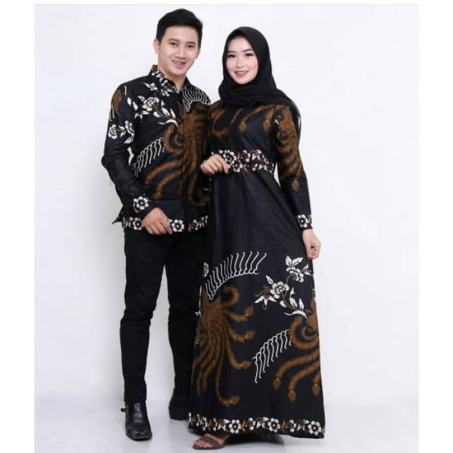 Kemeja baju batik gamis seragam hajatan hitam manis