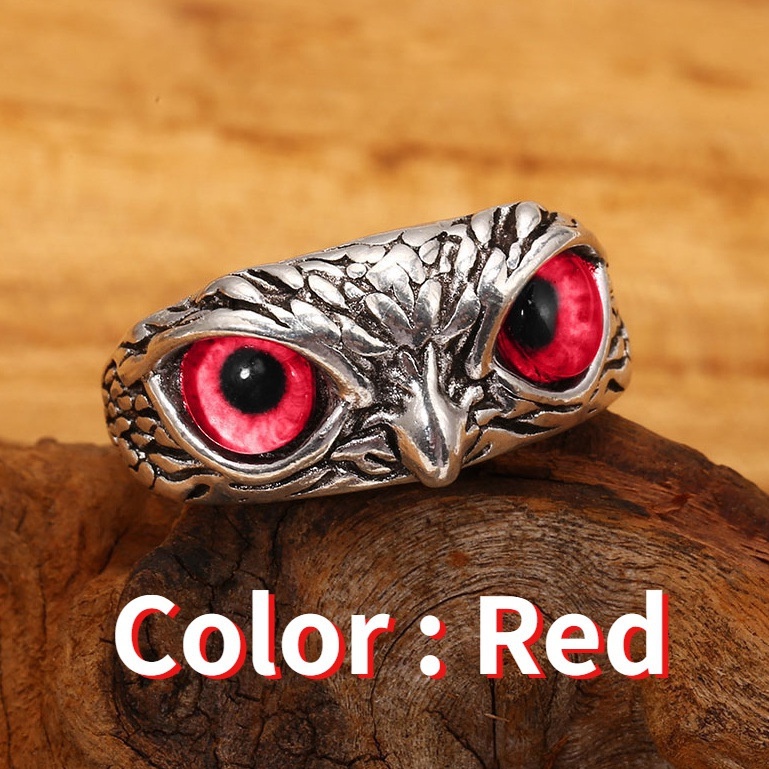 Cincin Kristal Bentuk Burung Hantu Bahan 925 silver stainless steel Gaya Vintage punk Untuk Pria Dan Wanita