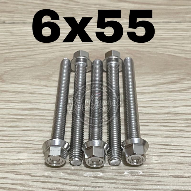 baut probolt hexagon matte ulir 6x55 drat 10 panjang 5.5 5,5 cm thailand stainless probolt new model not flower probolt new model not flower