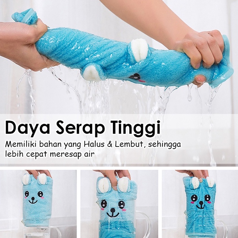 Handuk Microfiber Sarang Lebah 70x140cm Bordir Mata / Kuping Timbul Termurah / Handuk Mandi 50x100cm