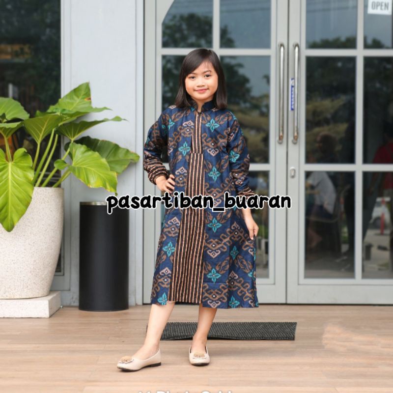 Batik Batik Iskandar Couple Gamis Kemeja Songket Zigzag Baru Biru
