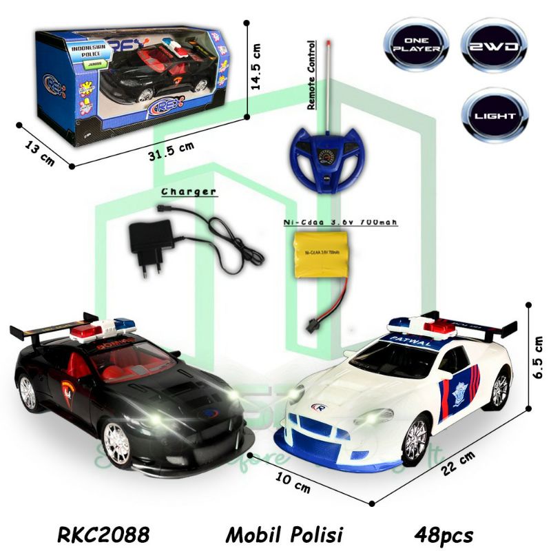 RKC2088-1 Putih RC Sedan Polisi Police Car Mainan Anak Mobil Mobilan Remote Control Remot Kontrol Be