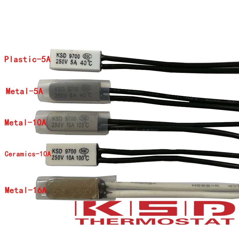 100PCS KSD9700 Thermostat 40 45 degree 5A/10A/16A 250V Temperature Thermal Control Switch  nc/no