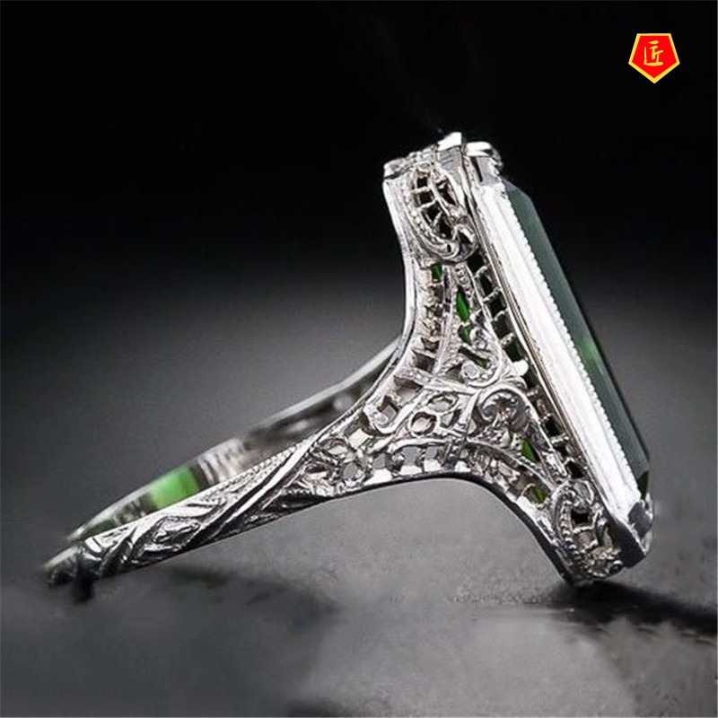 [Ready Stock]European and American Party Ring Female Emerald Fashion