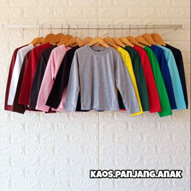 Kaos polos anak. Kaos polos anak lengan panjang. Manset anak/kaos polos anak tangan panjang