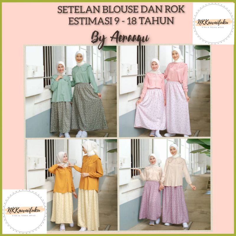 Setelan Blouse Rayon Twill dan Rok Shakila Anak Remaja perempuan estimasi 8 - 18 tahun by  aeraaqu