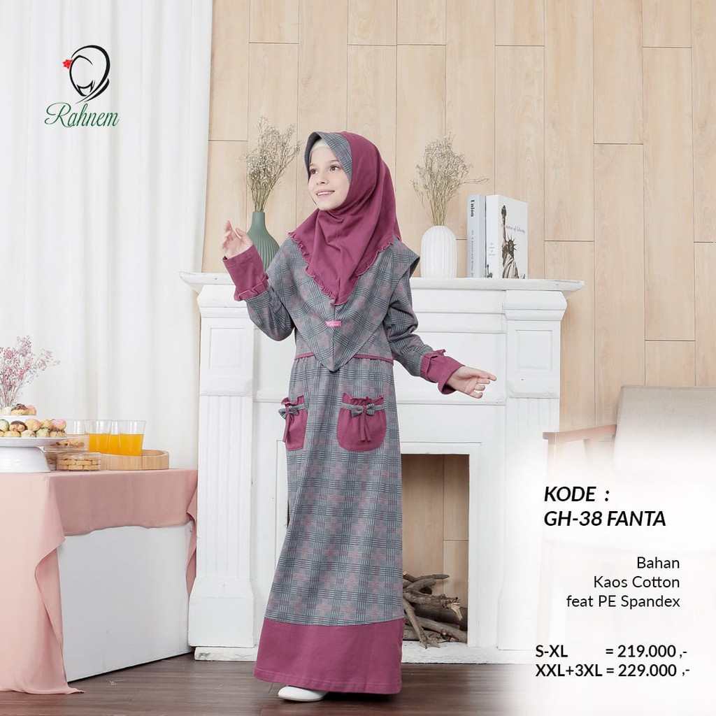 BISA COD - GAMIS SET HIJAB KIDS RAHNEM GH 38 GAMIS ANAK RAHNEM FASHION MUSLIM