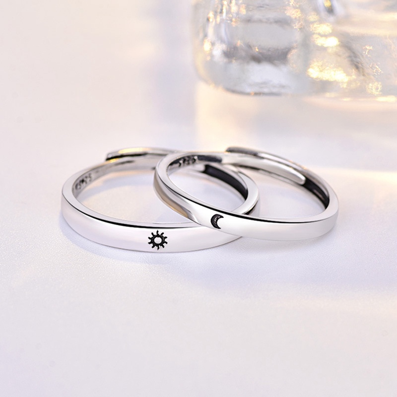 Fancyqube Fancycube 2pcs / Set Cincin Pasangan Bentuk Bulan Dan Bintang