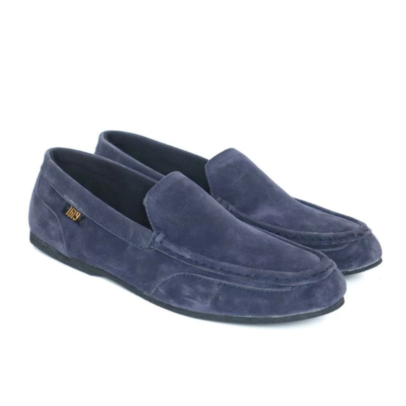 MODMEX NAVY Sepatu Pria Casual Spatu Slip On Slop Selop Kasual Santai Keren Murah Original Kulit Suede