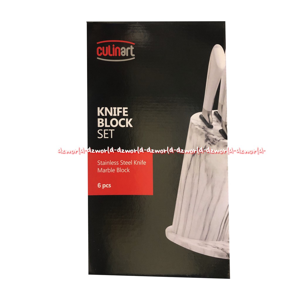 Culinart Knife Block Set Pisau Dengan Tempat Tatakan Bahan Marbel Keramik 6pcs Culin Art Pisau Dapur Bahan Merbel