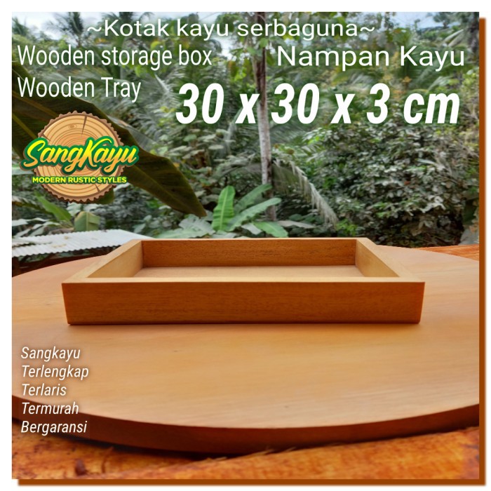 kotak kayu 30x30x3 cm Wooden Tray Nampan kayu kotak penyimpanan