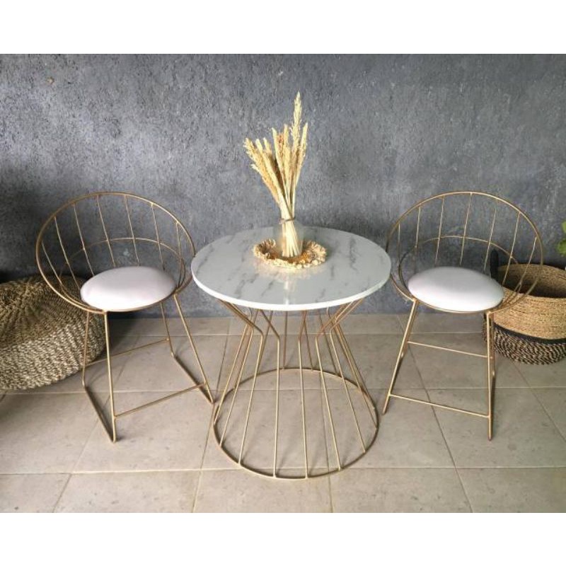 set meja kursi ruang tamu cafe minimalis stool