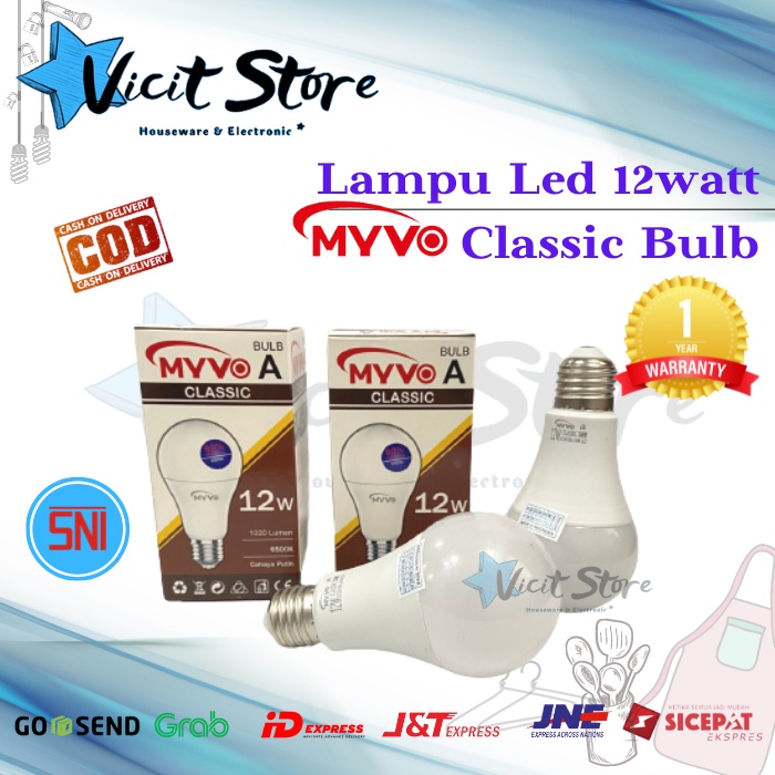 Lampu Led 12watt Myvo Classic A Bulb Cahaya Putih Bergaransi