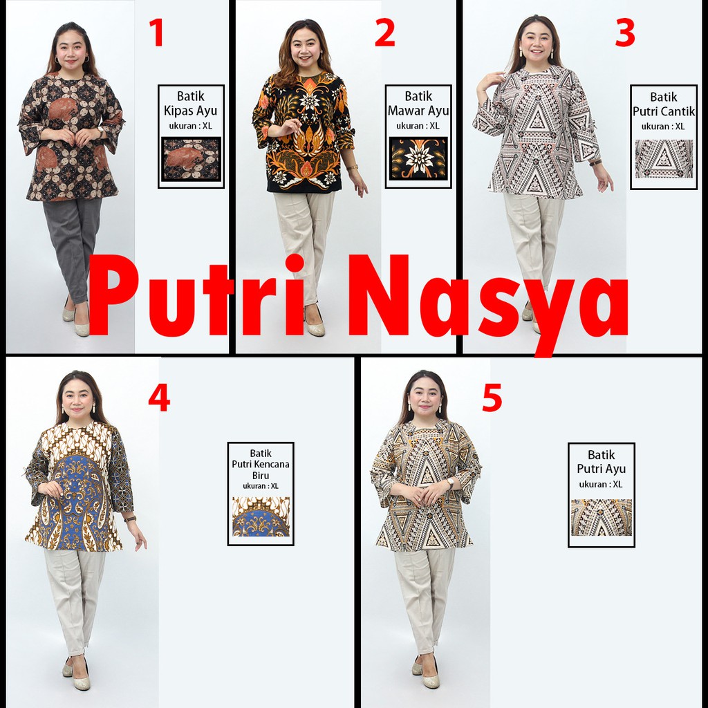 Blouse Batik Atasan Wanita Size Lengkap S-M-L-XL-XXL-3L-4L-5L Model Lengkap Seragam Batik