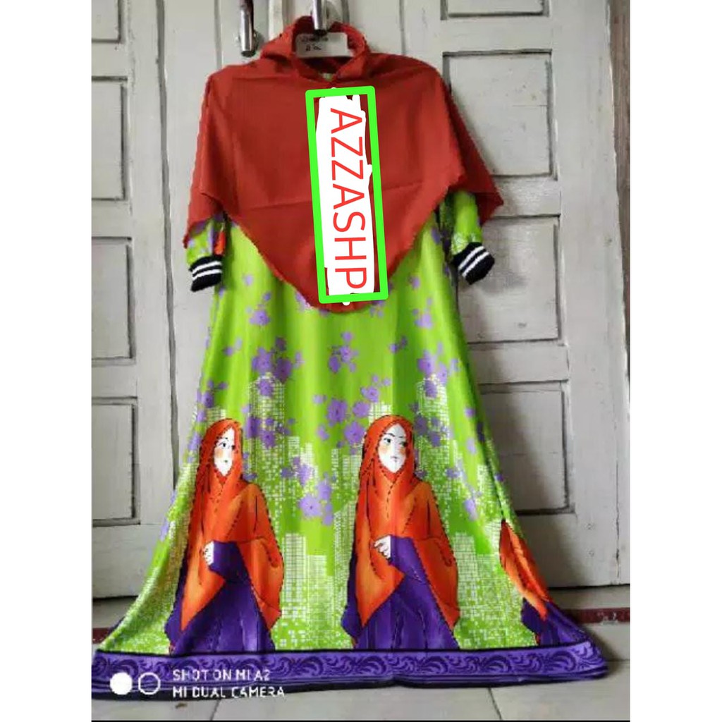 BISA COD/GAMIS ANAK KARAKTER HIJAB BAHAN SCUBA