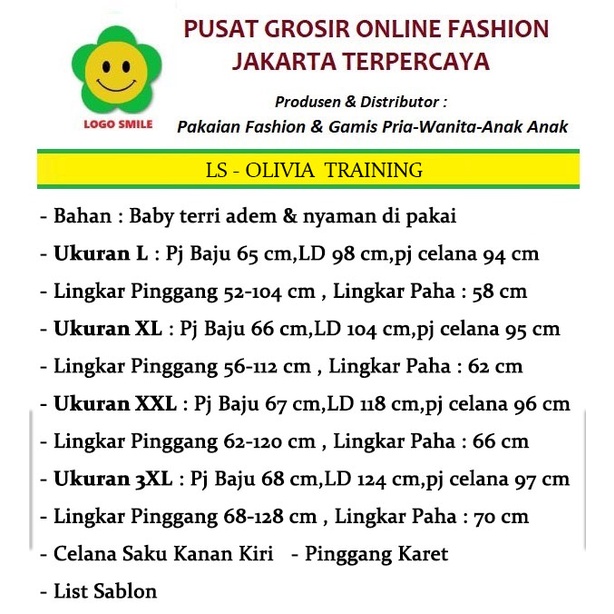 Olivia Training - Logo Smile (LS) - Ukuran M-3XL - Matt Baby Terri