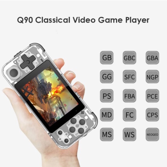 POWKIDDY Q90 Retro Game Console Handheld 3.0 inch IPS Screen Dual Open Source System Portable Pocket Mini