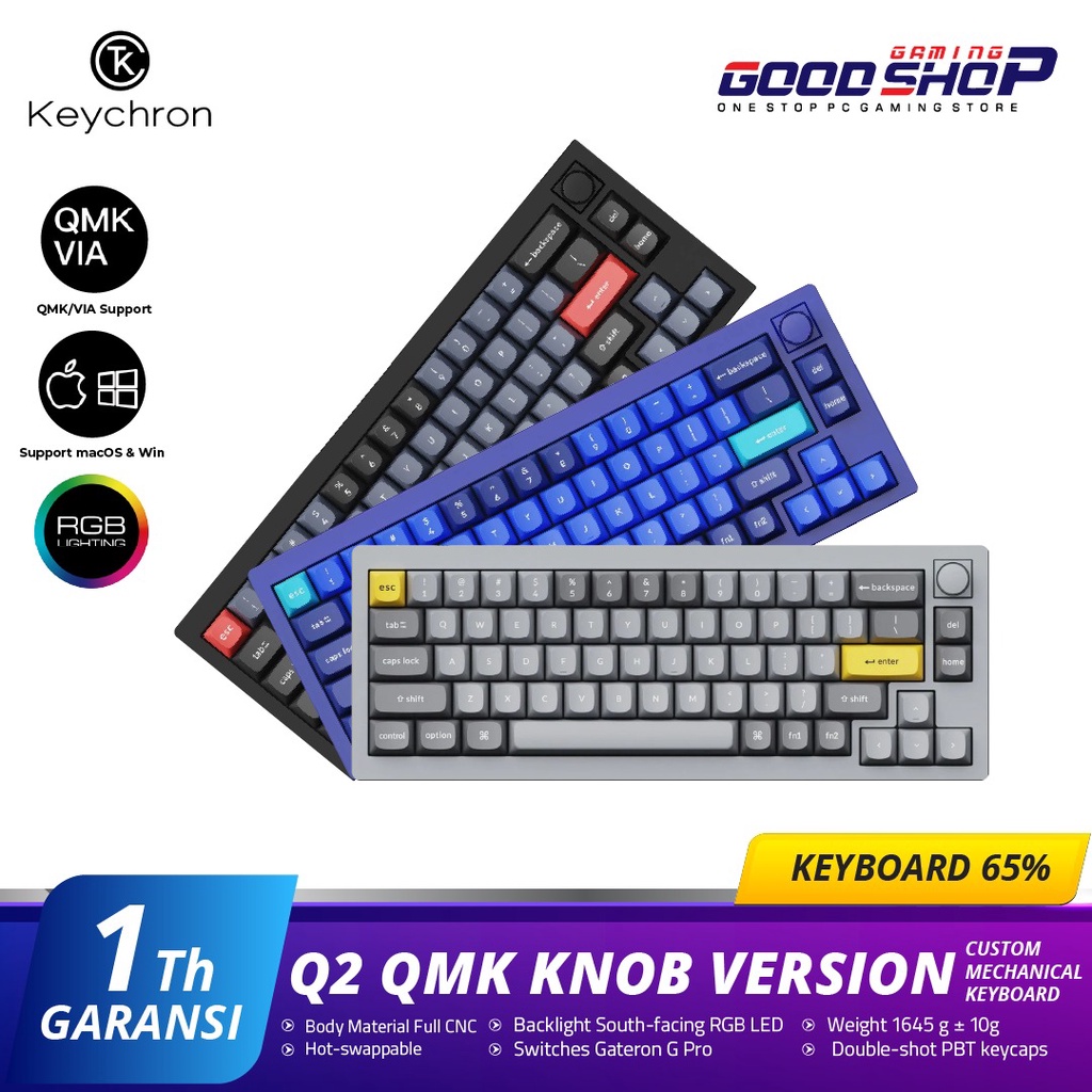 Keychron Q2 Fully Assembled KNOB VERSION Custom Mechanical Keyboard