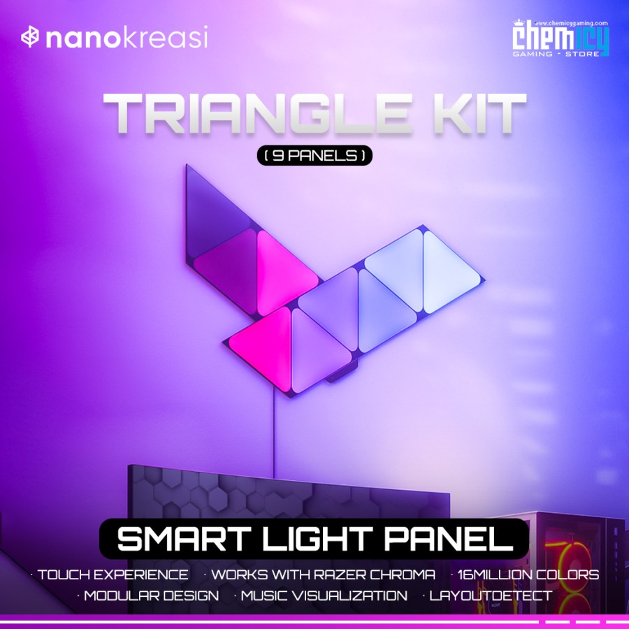 Nanokreasi Shapes Triangle Starter Kit ( 9 Panels ) Smart Light Panels