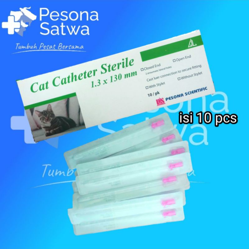 Kateter Kucing Saja 1.3 x 130mm 10pcs -Cat Catheter-