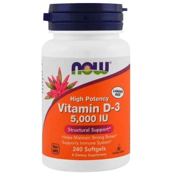 Now Food Vit D3 5000IU 240 Gels Now Vit D3 5000 Imun & Tulang ORI USA