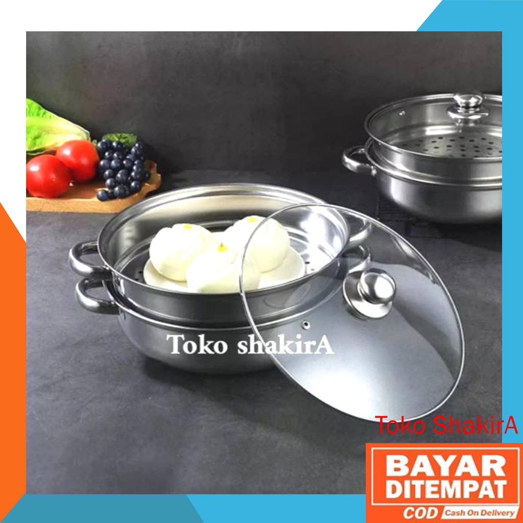 PANCI DANDANG KUKUS STEAMER  / KUE 2 SUSUN STAINLESS STEEL PANCI DANDANG STEAMER KUKUS STAINLESS